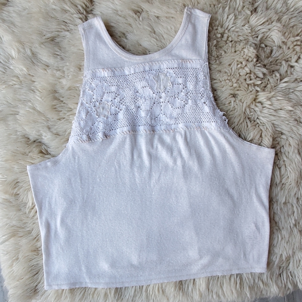 Free People White Lace Tank Top